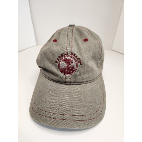 Pebble Beach Hat Cap‎ Strap Back Golf Beige Red Logo - Picture 1 of 6